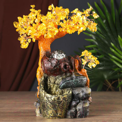 Статуэтка Yiwu Zhousima Craft Дерево с янтарными листьями / 4762502