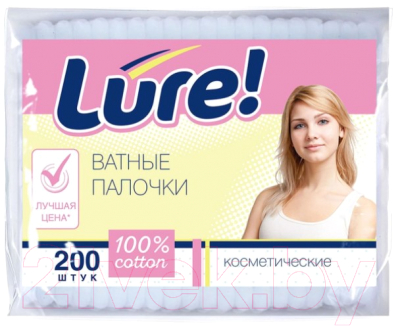 Изображение товара Ватные палочки Lure 100% cotton п/э (200шт)