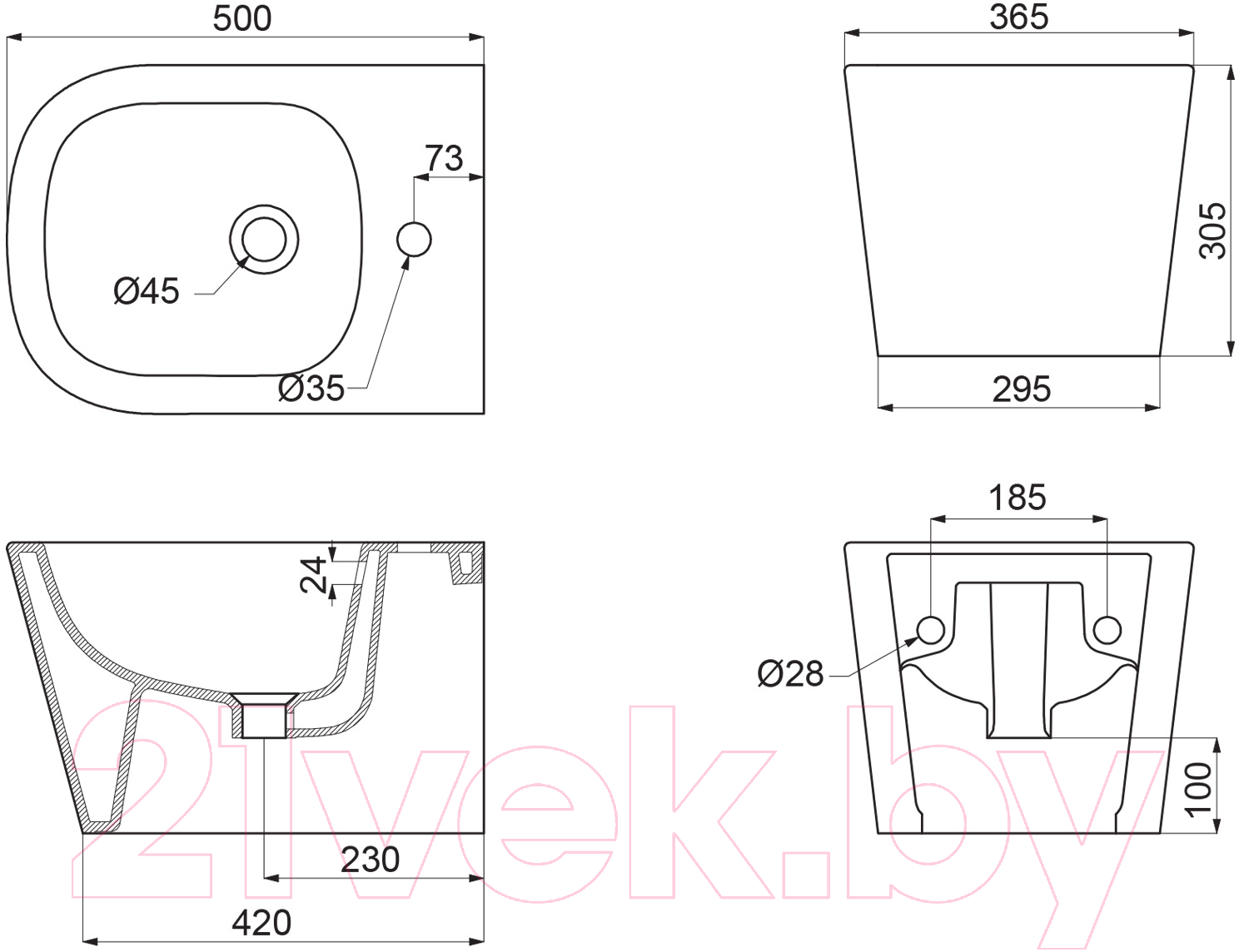 Биде подвесное BelBagno BB120BH