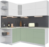 Кухонный гарнитур Интерлиния Мила Матте 1.5x2.0 А левая (белый/мята/опал светлый) - 