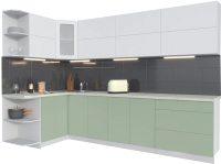 Кухонный гарнитур Интерлиния Мила Матте 1.5x3.0 А левая (белый/мята/опал светлый) - 