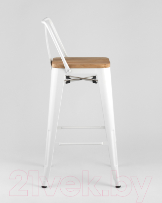 Стул барный Stool Group Tolix Wood со спинкой / YD-H675E-W LG-02 (белый глянцевый/светлое дерево)