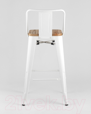 Стул барный Stool Group Tolix Wood со спинкой / YD-H675E-W LG-02 (белый глянцевый/светлое дерево)