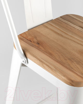 Стул барный Stool Group Tolix Wood со спинкой / YD-H675E-W LG-02 (белый глянцевый/светлое дерево)