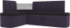 Уголок кухонный мягкий Лига Диванов Тефида 265 левый / 107516L (велюр, черный/фиолетовый) - 