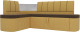 Уголок кухонный мягкий Лига Диванов Тефида 265 левый / 107522L (микровельвет, коричневый/желтый) - 