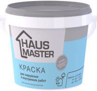 Краска Haus Master Для наружных и внутренних работ (1л, белый матовый) - 