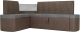 Уголок кухонный мягкий Лига Диванов Тефида 265 левый / 107533L (рогожка, серый/коричневый) - 