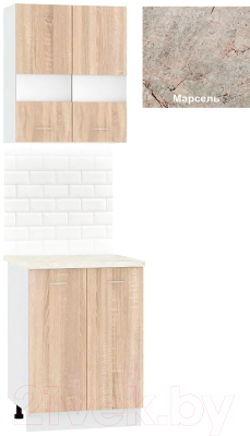 Комплект кухонных модулей Кортекс-мебель Корнелия Экстра 60р2д (дуб сонома/марсель)