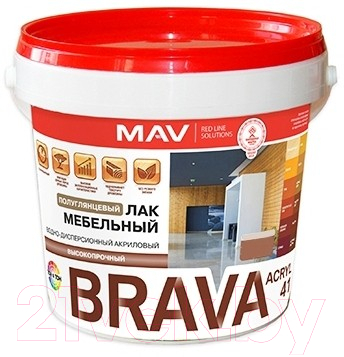 Лак MAV Brava ВД-АК-2041 мебельный (1л, бесцветный полуглянцевый)