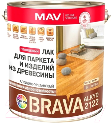 Лак MAV Brava Alkyd 2122 (3л, бесцветный глянцевый)