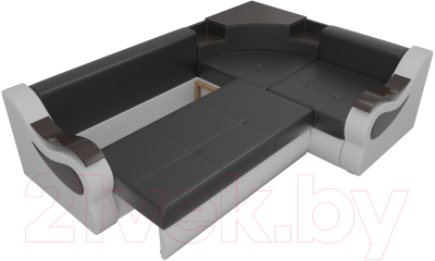 Диван угловой Лига Диванов Митчелл 268 правый / 107582 (экокожа, черный/белый)