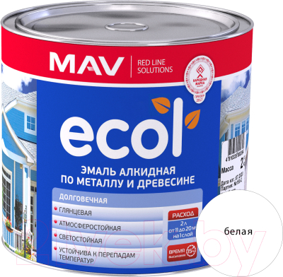

Эмаль MAV, Белый, Ecol Алкидная