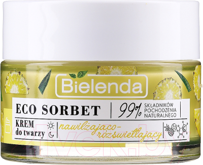 

Крем для лица Bielenda, Eco Sorbet Pineapple увлажненяющий с эффектом осветления