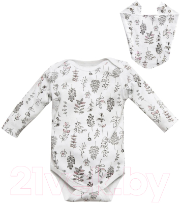 Комплект одежды для малышей Amarobaby Soft Hugs Растения / AMARO-ODSH201-Ra-80 (белый, р. 80)