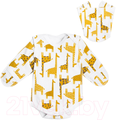 

Комплект одежды для новорожденных Amarobaby, Soft Hugs Жирафики с длинным рукавом с косынкой