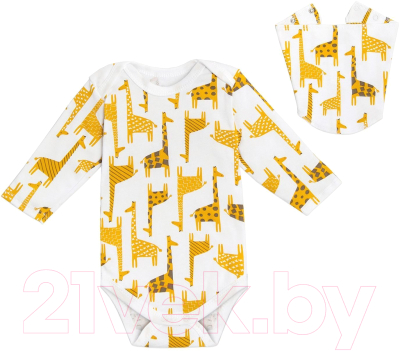 

Комплект одежды для новорожденных Amarobaby, Soft Hugs Жирафики с длинным рукавом с косынкой