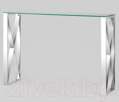 Консольный столик Stool Group Кросс 115x30 / ECST-008 (стекло/сталь/серебристый)