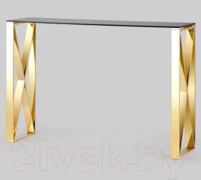 Консольный столик Stool Group Кросс 115x30 / ECST-008-TG-SK (стекло smoke/сталь золото)