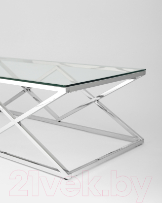 Журнальный столик Stool Group Инсигния 120x60 / ECT-026 (прозрачное стекло/сталь серебристый)