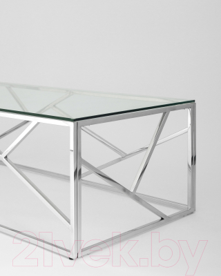 Журнальный столик Stool Group Арт Деко 120x60 / ECT-015 (прозрачное стекло/сталь серебристый)