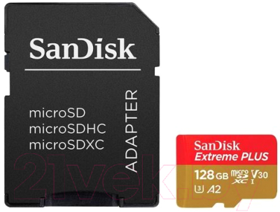 

Карта памяти SanDisk, Extreme Plus MicroSDXC 128GB + адаптер (SDSQXBZ-128G-GN6MA)