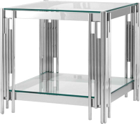 Журнальный столик Stool Group Гэтсби 55x55 / EET-027 (прозрачное стекло/сталь серебристый) - 