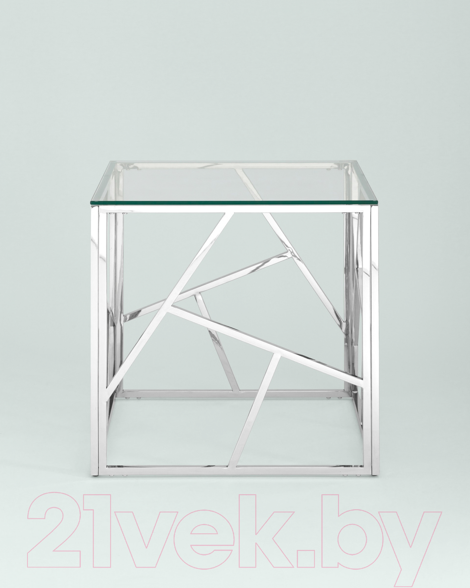 Журнальный столик Stool Group Арт Деко 55x55 / EET-015 (прозрачное стекло/сталь серебристый) — фото 3