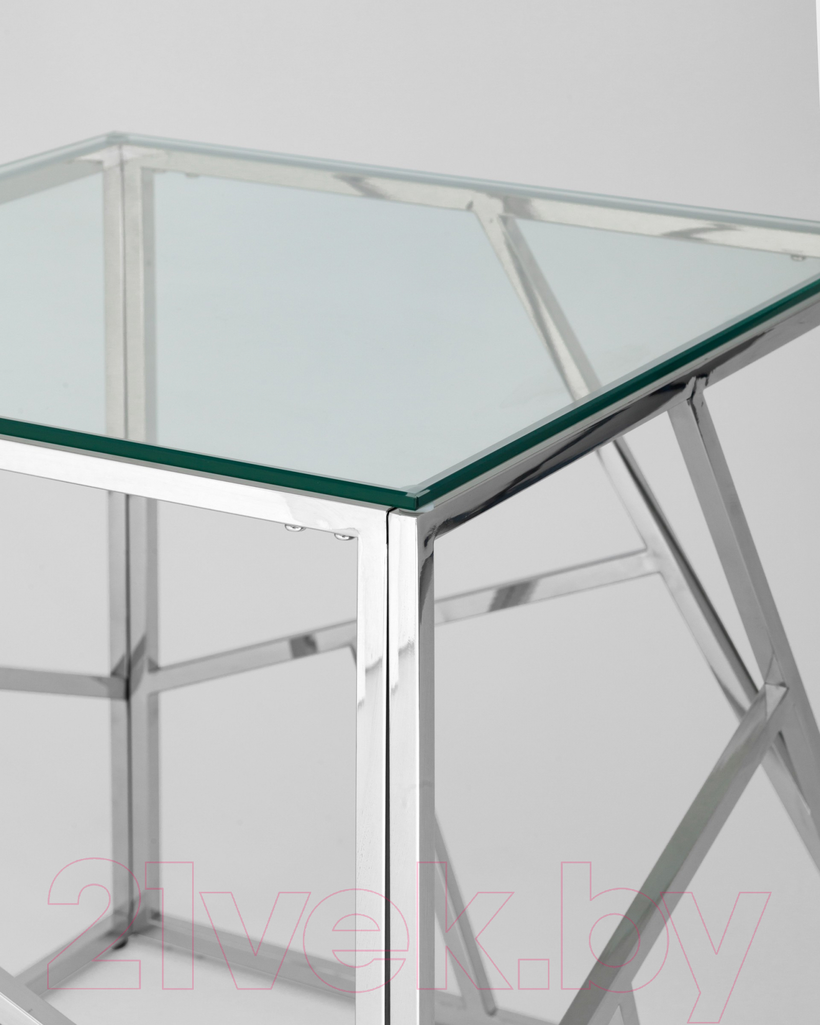 Журнальный столик Stool Group Арт Деко 55x55 / EET-015 (прозрачное стекло/сталь серебристый) — фото 4