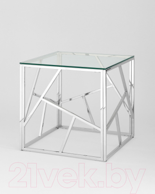 Журнальный столик Stool Group Арт Деко 55x55 / EET-015 (прозрачное стекло/сталь серебристый)
