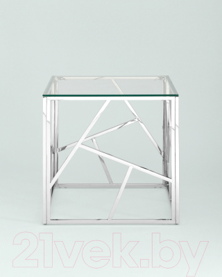 Журнальный столик Stool Group Арт Деко 55x55 / EET-015 (прозрачное стекло/сталь серебристый)
