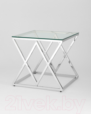 Журнальный столик Stool Group Инсигния 55x55 / EET-026 (прозрачное стекло/сталь серебристый)