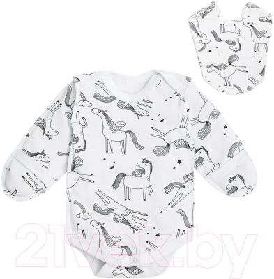 

Комплект одежды для новорожденных Amarobaby, Soft Hugs Единороги с косынкой