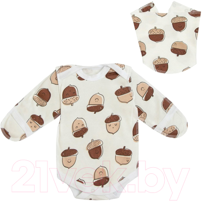 

Комплект одежды для новорожденных Amarobaby, Soft Hugs Желуди с косынкой
