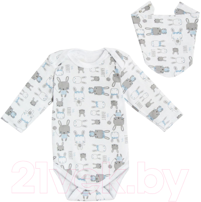 Комплект одежды для малышей Amarobaby Soft Hugs Зайчики / AВ-OD20-SHZ201/00-74 (белый, р. 74)