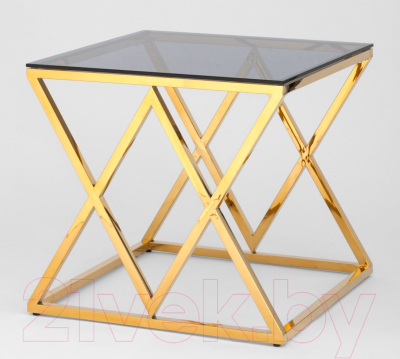 Журнальный столик Stool Group Инсигния 55x55 / EET-026-TG-SK (стекло Smoke/сталь золото)