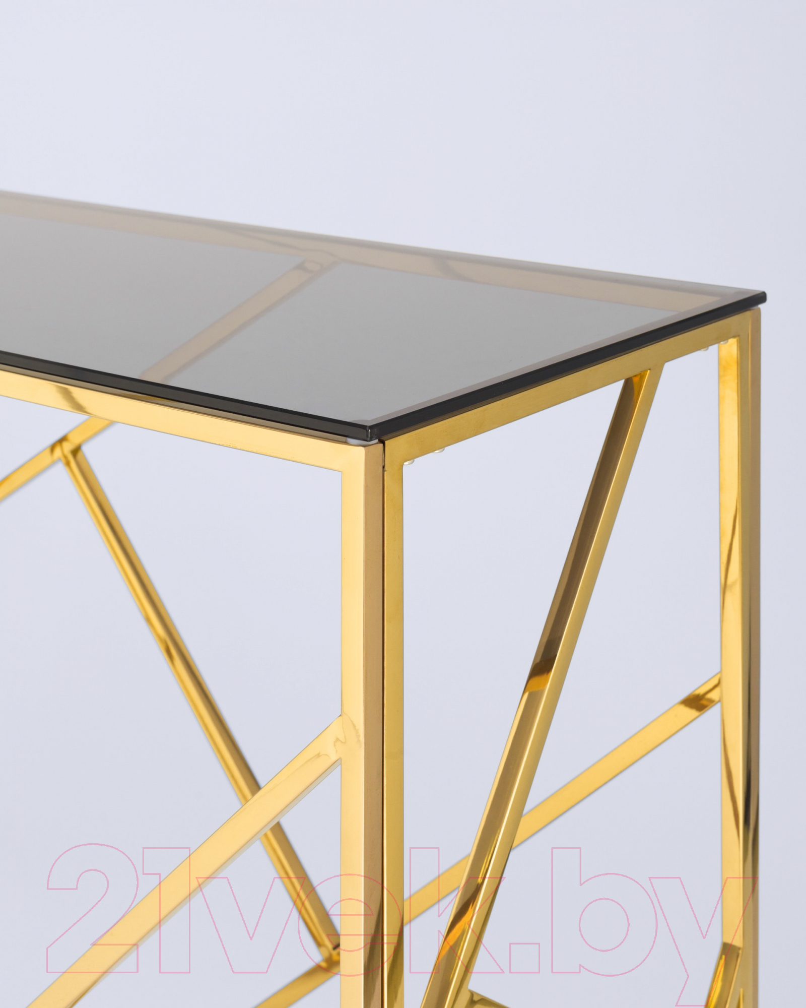 Консольный столик Stool Group Арт Деко 120x40 / ECST-015-TG-SK (стекло Smoke/сталь золото) — фото 4