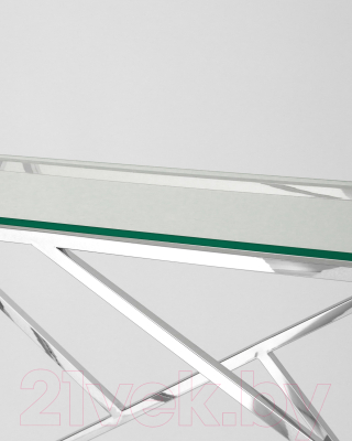 Консольный столик Stool Group Арт Деко 115x30 / ECST-015 (прозрачное стекло/сталь серебристый)