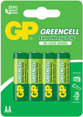 Комплект батареек GP Batteries Greencell R6/AA 15G-CR4 (4шт)