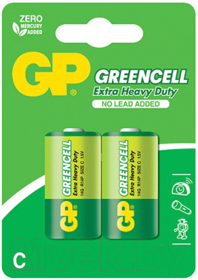 Комплект батареек GP Batteries Greencell R14/C 14G-CR2 (2шт)