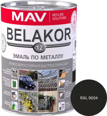 Эмаль MAV Belakor-12 Ral 9004 (900г, черный)