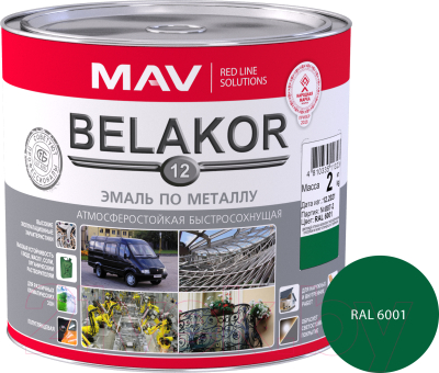 Эмаль MAV Belakor-12 Ral 6001 (2кг, зеленый)