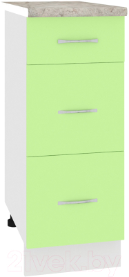 Шкаф-стол кухонный Кортекс-мебель Корнелия Лира НШ30р3ш (зеленый/марсель)