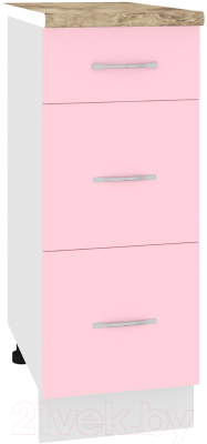 Шкаф-стол кухонный Кортекс-мебель Корнелия Лира НШ30р3ш (розовый/мадрид)