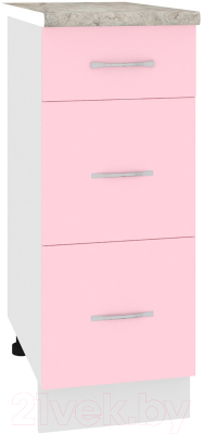 Шкаф-стол кухонный Кортекс-мебель Корнелия Лира НШ30р3ш (розовый/марсель)