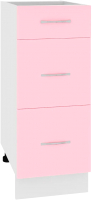 Шкаф-стол кухонный Кортекс-мебель Корнелия Лира НШ30р3ш без столешницы (розовый) - 