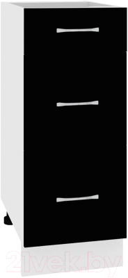 Шкаф-стол кухонный Кортекс-мебель Корнелия Лира НШ30р3ш без столешницы (черный)