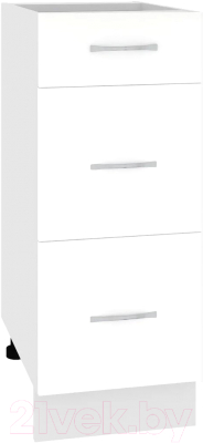 Шкаф-стол кухонный Кортекс-мебель Корнелия Лира НШ30р3ш без столешницы (белый)