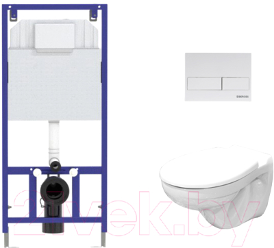 Унитаз подвесной с инсталляцией Керамин Гранд R безободковый + 525 040000 + L4 040014 (с жестким сиденьем)