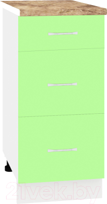 Шкаф-стол кухонный Кортекс-мебель Корнелия Лира НШ40р3ш (зеленый/мадрид)
